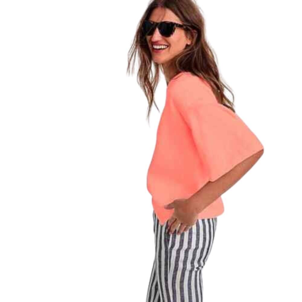 J.Crew Sweater Knit Top Dramatic Flare Sleeve Coral Pink Orange XXS